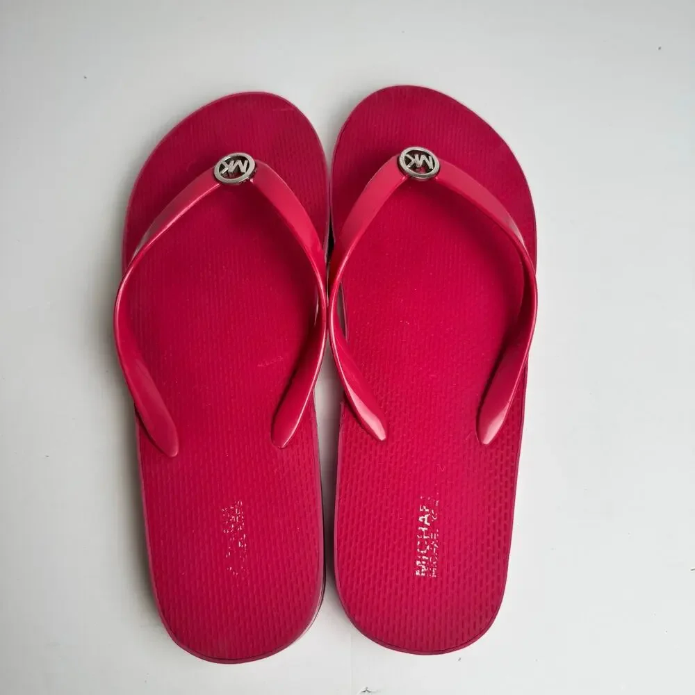 Michael Kors MK Pink Platform Flip Flops Rubber Thong Sandals Women’s No Size